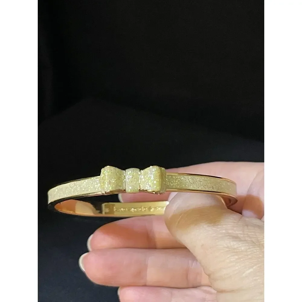 Kate Spade New York Moon River Opal Glitter Bangle Bow Gold-tone
